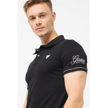 Tricou polo slim fit din material pique