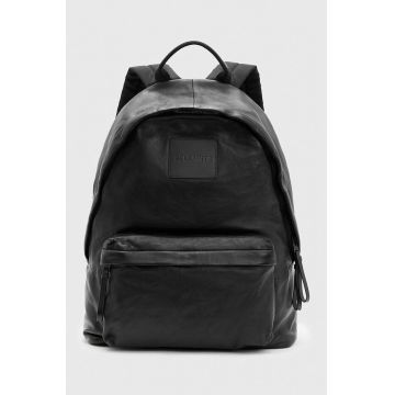 AllSaints ghiozdan de piele CARABINER BACKPACK barbati, culoarea negru, mare, neted, M164XB