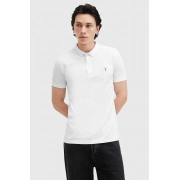 AllSaints polo de bumbac REFORM culoarea alb, neted, M075PB