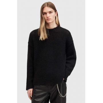 AllSaints pulover din amestec de lana HARLEN CREW barbati, culoarea negru, M075KB