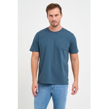 Tricou de bumbac cu decolteu la baza gatului