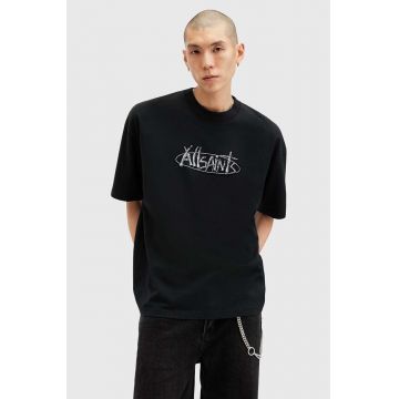 AllSaints tricou din bumbac STERNUM SS CREW culoarea negru, cu imprimeu, M040PB