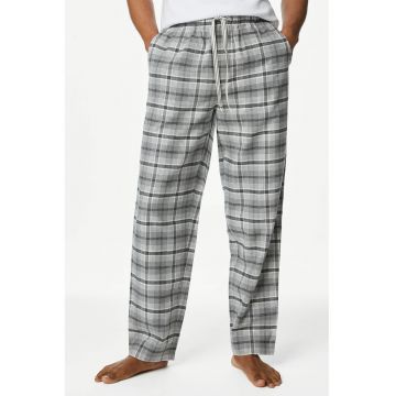 Pantaloni de pijama in carouri cu buzunare laterale