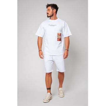 Set de tricou cu maneci cazute si pantaloni scurti