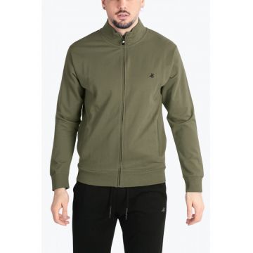 Bluza barbati fermoar si maneca lunga verde