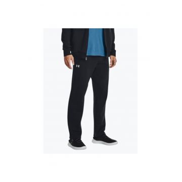 Pantaloni de trening barbati cu logo din amestec de bumbac si poliester - 1379868 - Negru