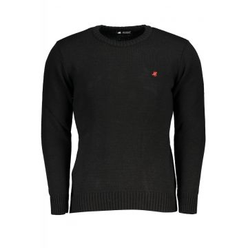 Pullover barbati cu guler rotund brodat si logo negru