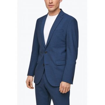 Sacou barbati cu buzunare clasice si croiala Slim Fit bleumarin