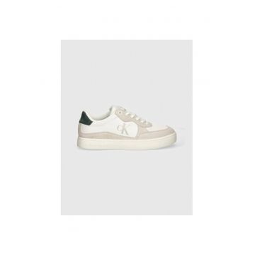 Sneakers barbati Classic Cupsole Iconic Nylon - cu insertii de piele intoarsa si logo - Alb