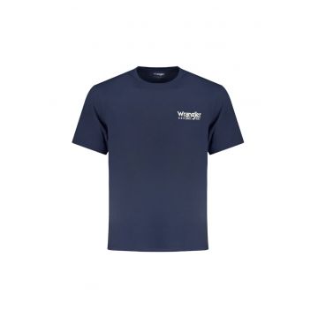 Tricou barbati cu imprimeu cu logo si croiala Regular fit - Bleumarin