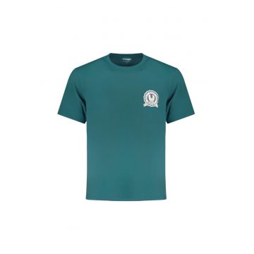 Tricou barbati cu logo si decolteu la baza gatului - Verde