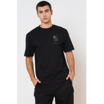 Tricou de bumbac cu decolteu la baza gatului