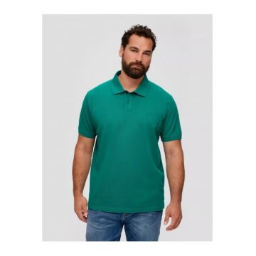 Tricou polo barbati big size cu logo brodat si croiala Regular fit verde inchis