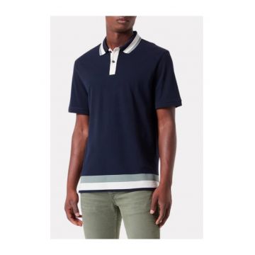 Tricou polo barbati cu detalii contraste si croiala Relaxed fit - Bleumarin inchis