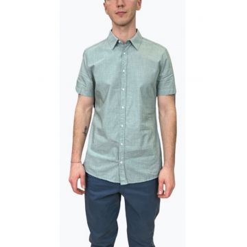 Camasa barbati cu maneca scurta si croiala Slim fit - Verde deschis