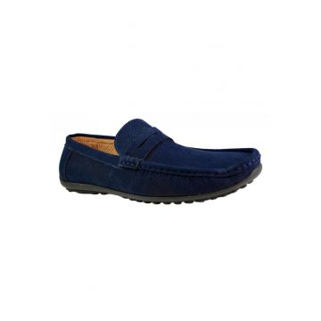 Mocasini Barbatesti - Bleumarin - Perforati din piele intoarsa Royal