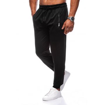 Pantaloni de trening din amestec de bumbac cu buzunare cu fermoar