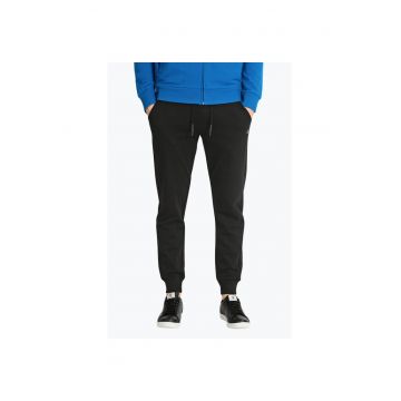 Pantaloni sport barbati cu bata elastica si buzunare oblice negru