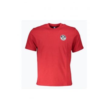 Tricou barbati cu decolteu la baza gatului si logo rosu