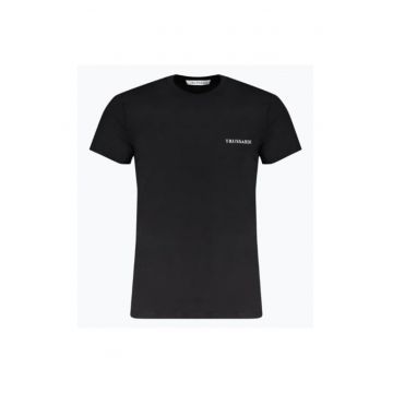 Tricou barbati din bumbac cu imprimeu cu logo - Negru