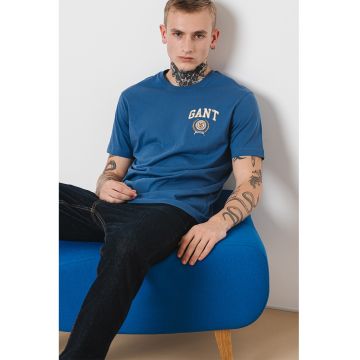 Tricou de bumbac cu decolteu la baza gatului