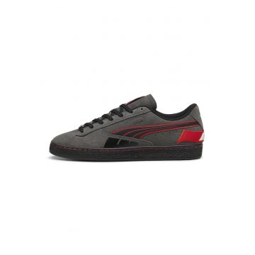 Pantofi sport low-cut cu de piele intoarsa cu garnituri de piele