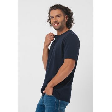 Tricou de bumbac cu decolteu la baza gatului