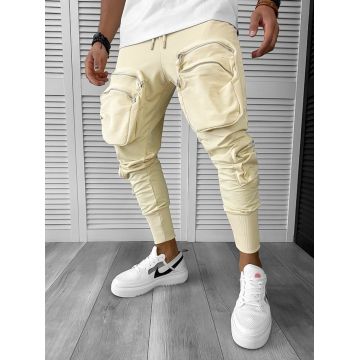 Pantaloni de trening cargo bej conici Y248 33-2