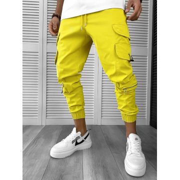 Pantaloni de trening cargo mustar conici Y101