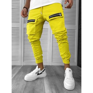 Pantaloni de trening cargo mustar conici 12509