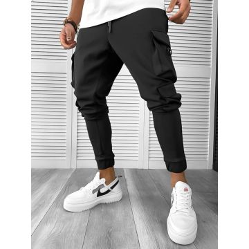 Pantaloni de trening cargo negri conici K402 34-2