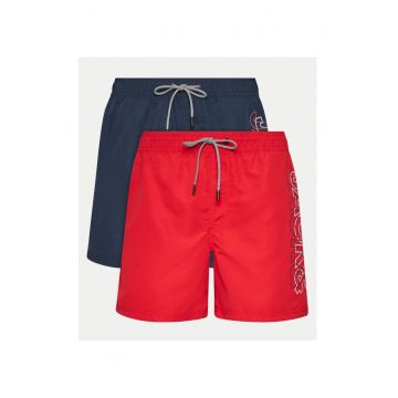 Set 2 perechi short de baie - 86690 - Poliester - Rosu/Bleumarin