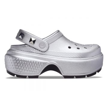 Saboti Crocs Stomp Metallic Clog Argintiu - Silver