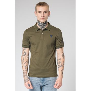 Tricou polo slim fit din material pique