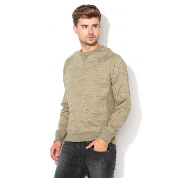 Bluza sport regular fit - cu decolteu la baza gatului - verde melanj -