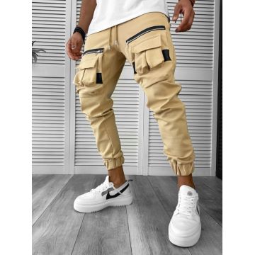 Pantaloni de trening cargo crem conici Y256 P20-2.2