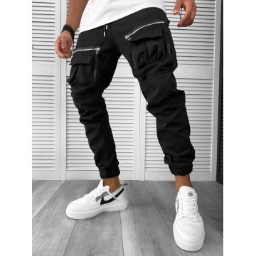 Pantaloni de trening cargo negri conici Y256 33-1