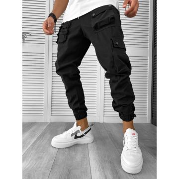 Pantaloni de trening cargo negri conici Y310 16-5