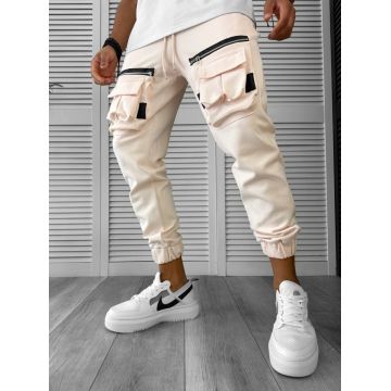 Pantaloni de trening cargo roz conici Y256 33-3