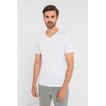 Tricou din bumbac organic cu decolteu in V