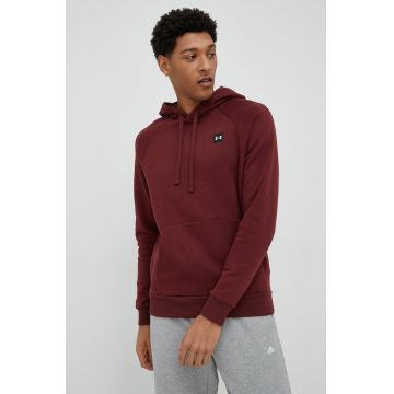 Under Armour bluza barbati, culoarea bordo, cu glugă, neted