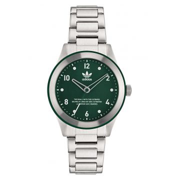 Ceas barbatesc CODE THREE - inox - argintiu - cadran verde