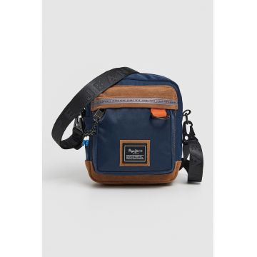 Geanta crossbody cu aplicatii logo