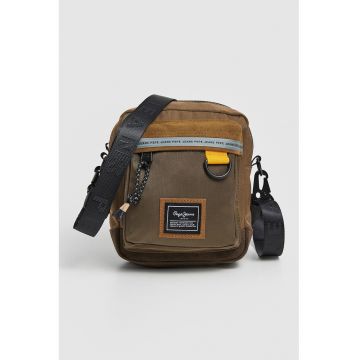 Geanta crossbody cu aplicatii logo