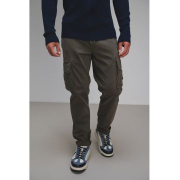 Pantaloni chino cargo cu talie medie