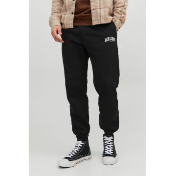 Pantaloni sport cu snur de ajustare si detaliu logo