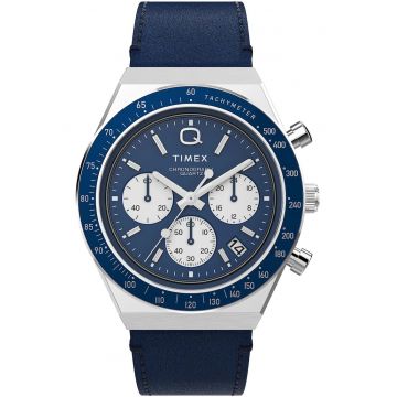 Ceas barbati - Q Diver Chronograph - Piele naturala - 5 ATM - Albastru