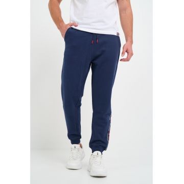 Pantaloni barbat sport cu logo aplicat - Albastru -