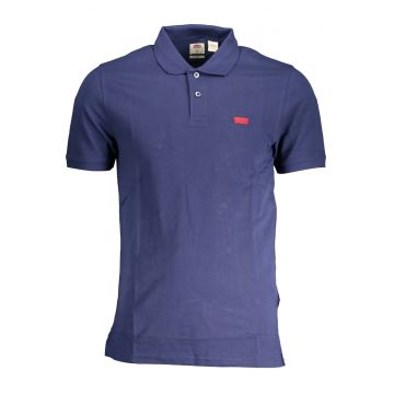 Tricou polo barbati logo si croiala Regular fit din bumbac bleumarin