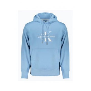 Barbati hoodie J30J325429 din bumbac cu imprimeu cu logo si croiala Regular fit - Albastru ocetr